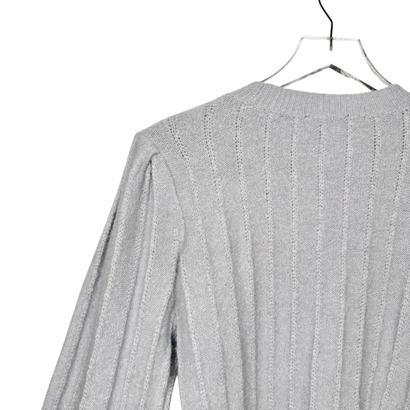 NWT Ann Taylor Soft Spun Cool Gray Balloon Sleeve Women’s Pointelle Sweater Sz M - Picture 9 of 13